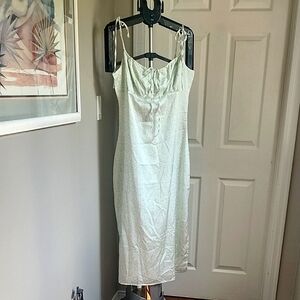 Ditsy Green Floral Spaghetti Strap slip dress